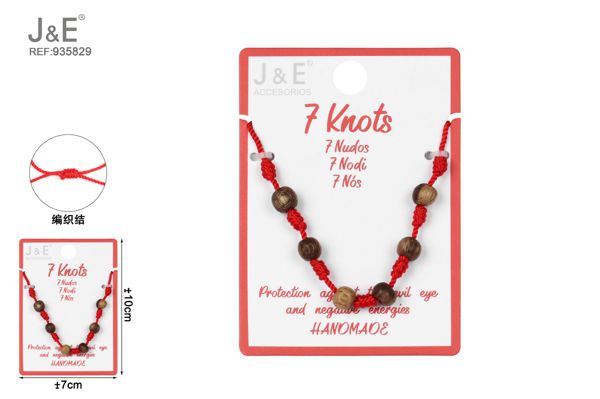Pulsera 7nudos con abalorios de madera
