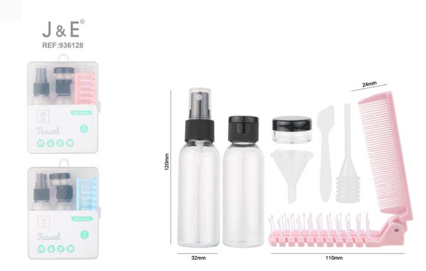 Botella y peine para viaje 7pcs