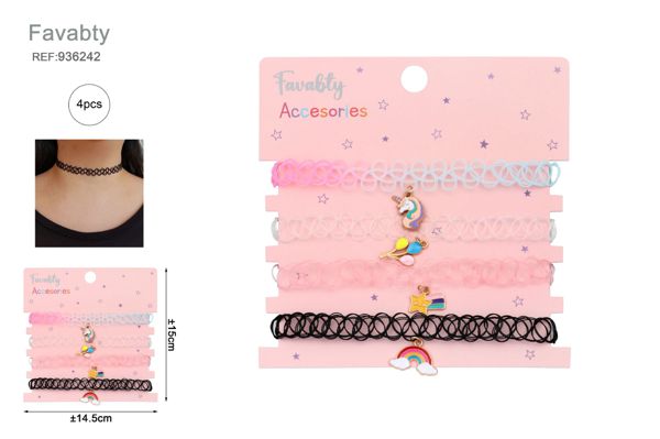 Chocker negro con colgantes 4pcs