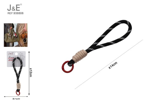 7*140mm paracord llavero negro