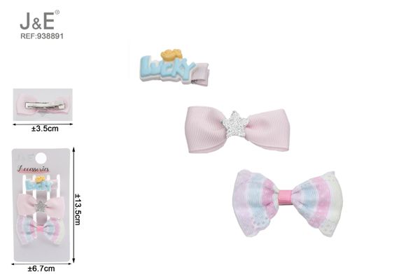 3pcs pinza de pelo lazo lucky