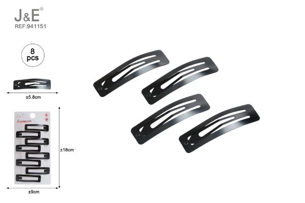 8pcs 5.8cm pinza de pelo negro