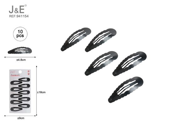 10pcs 4.8cm pinza de pelo negro