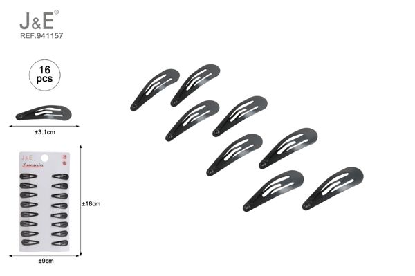 16pcs 3.1cm pinza de pelo negro