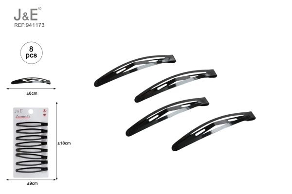 8pcs 8cm pinza de pelo negro