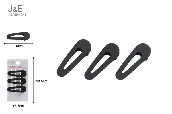 3pcs 6cm pinza de pelo negro