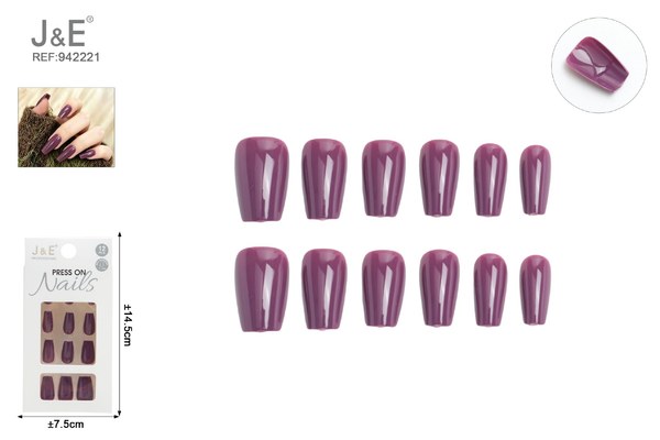 Unas postizas de color violeta con adhesivo 12pcs