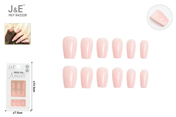 Unas postizas de color rosa con adhesivo 12pcs