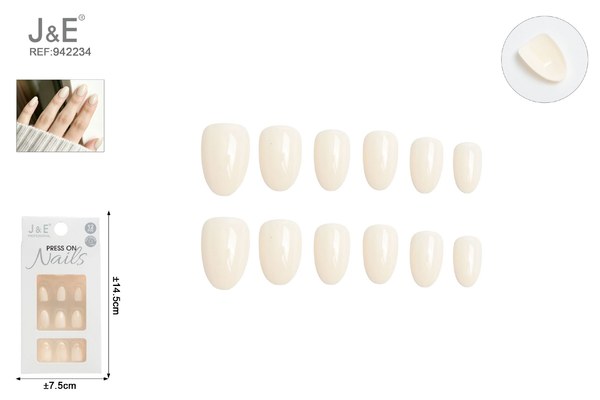 Unas postizas cortas color blanco con adhesivo 12pcs