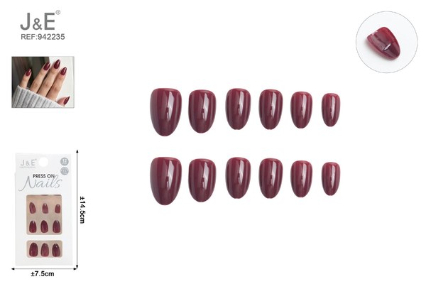 Unas postizas cortas rojo con adhesivo 12pcs