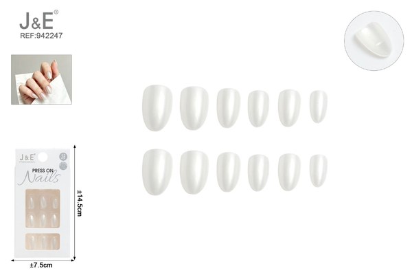 Unas postizas cortas color blanco 12pcs