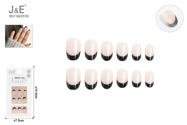 Unas postizas frances negro cortas rosa natural 12