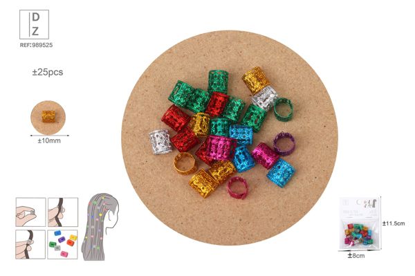 Anillos para trenzas pelo plata ±25pcs*10mm