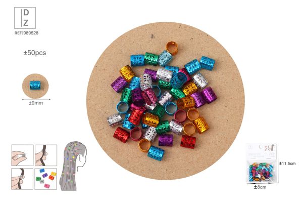 Anillos para trenzas pelo plata ±50pcs*9mm