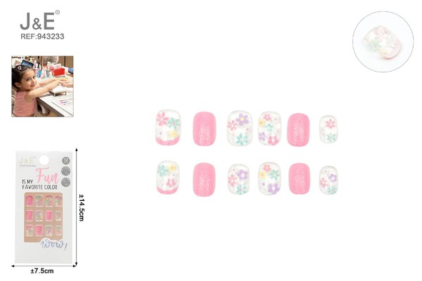 Unas adhesivas rosa 12pcs