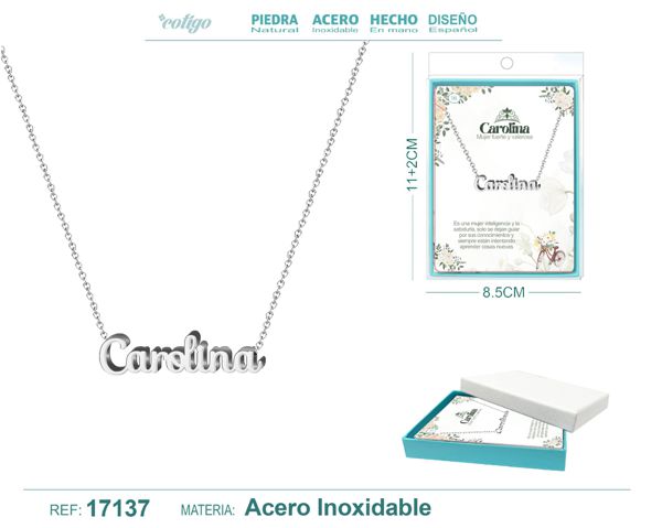 Collar carolina acero color plateado pcs