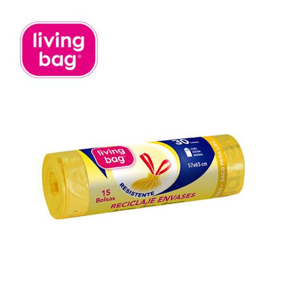 Livingbag b.rec.envases 30l g65 15u amarillo