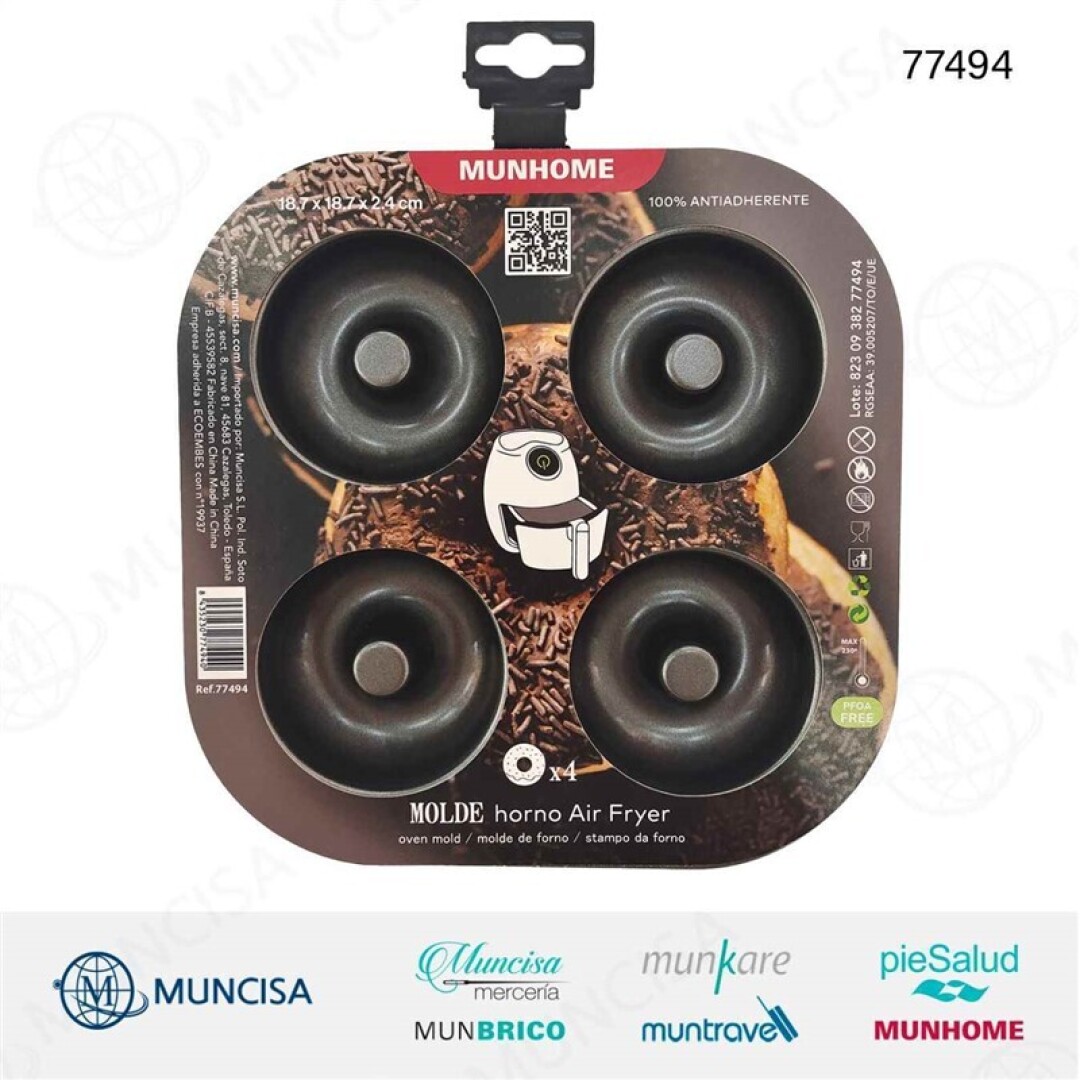 Molde horno donut air fryer 18.7x18.7x2.4cm