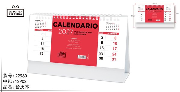 Calendario de mesa 2027 24*11cm