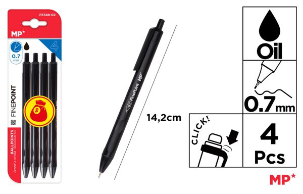 Bolígrafo tinta aceite 0.7 mm negro.
