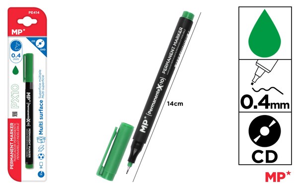 Marcador cd punta fina verde.