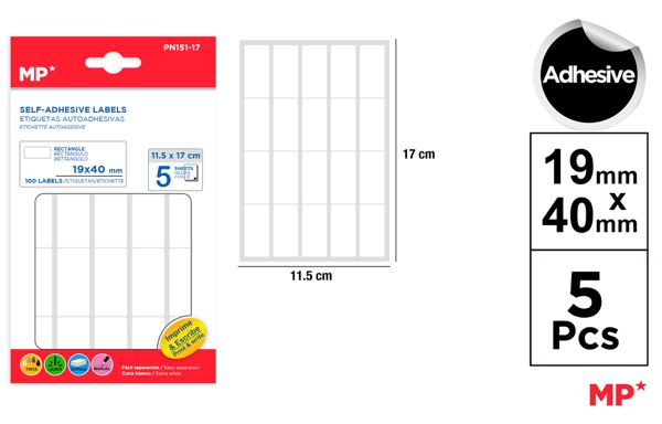 Etiquetas blancas ø 19 x 40 mm 100 uds..