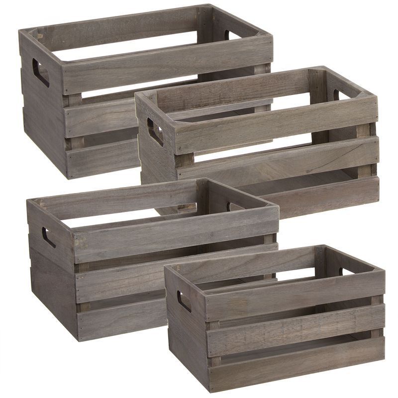 Jgo. 4 cajas madera gris (1/4 - 8)
