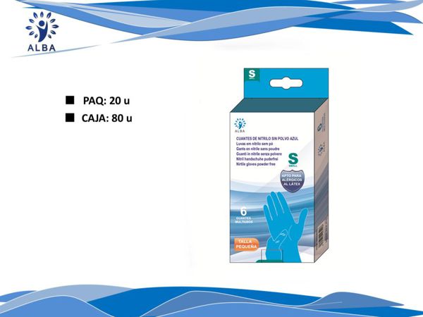 Guantes nitrilo sin pol 6 s azul