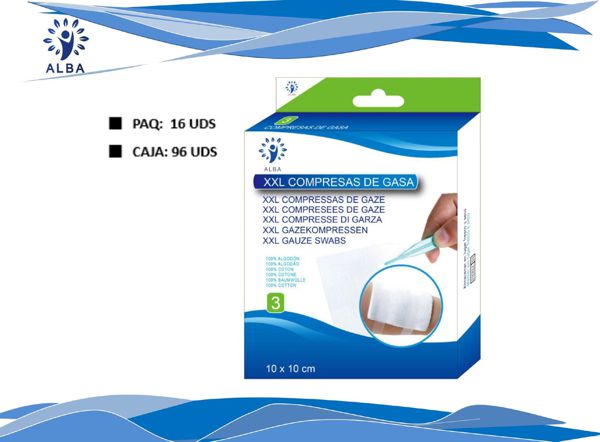 Gasa algod hidrofilo 10x10 cm 3 uds