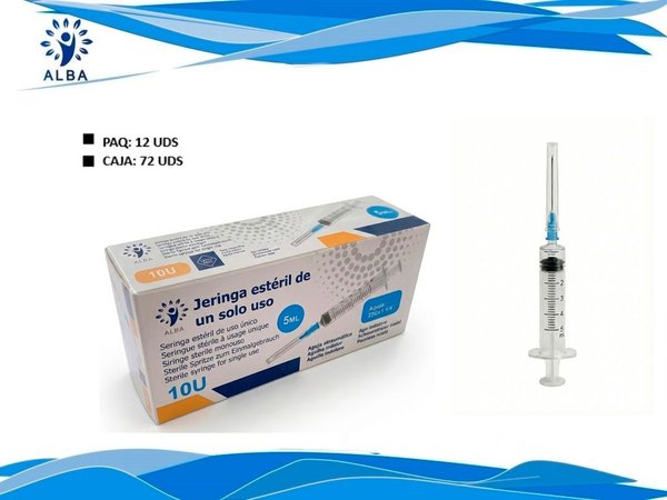 Jeringa esteril de un solo uso con aguja 5ml