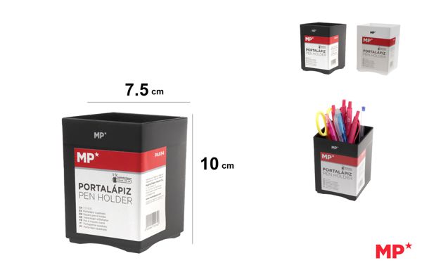 Portalápiz plástico pp negro blanco.