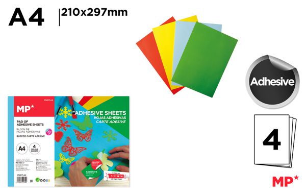 Block de hojas adhesivas color a4 4 uds.