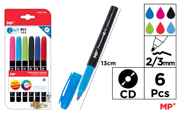Marcador permanente 6 uds. pack ahorro.