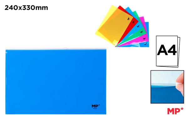 Carpeta sobre cierre cremallera a4 fluor