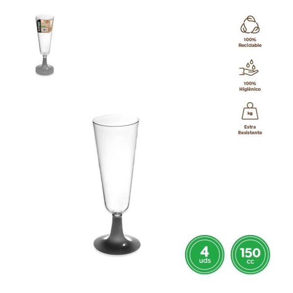 Copa cava transp piel plata 150cc