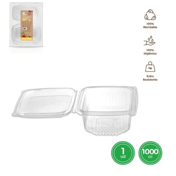 Envase tapa bisag rectan 1000cc