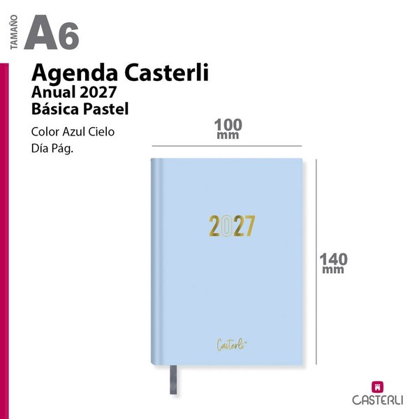 [2784140ac] agenda casterli anual a6 2027 dia pagina basica pastel