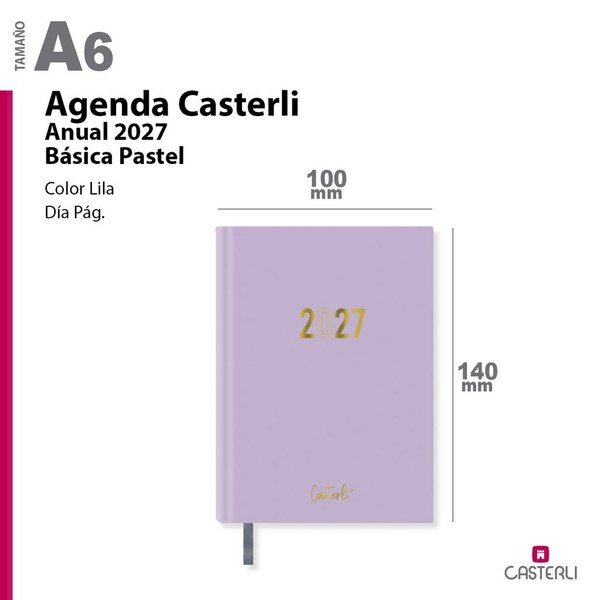 [2784140l1] agenda casterli anual a6 2027 dia pagina basica pastel