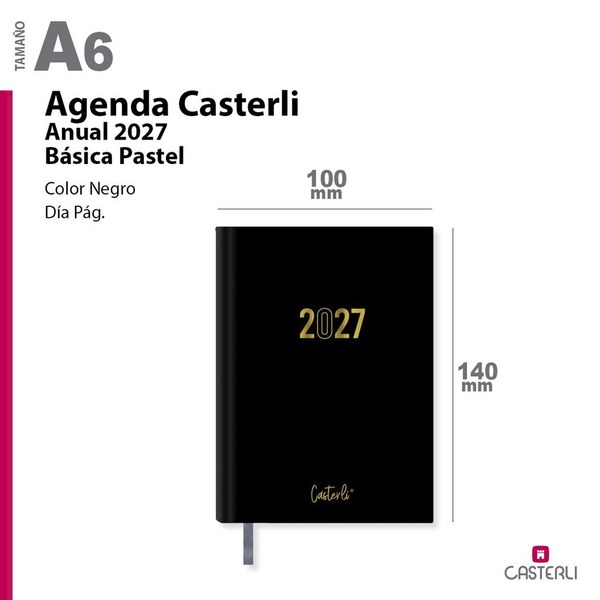 Agenda casterli anual a6 2027 dia pagina basica pastel