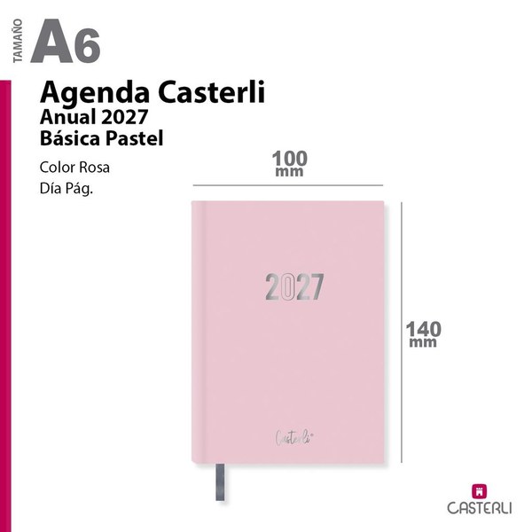 [2784140rs] agenda casterli anual a6 2027 dia pagina basica pastel