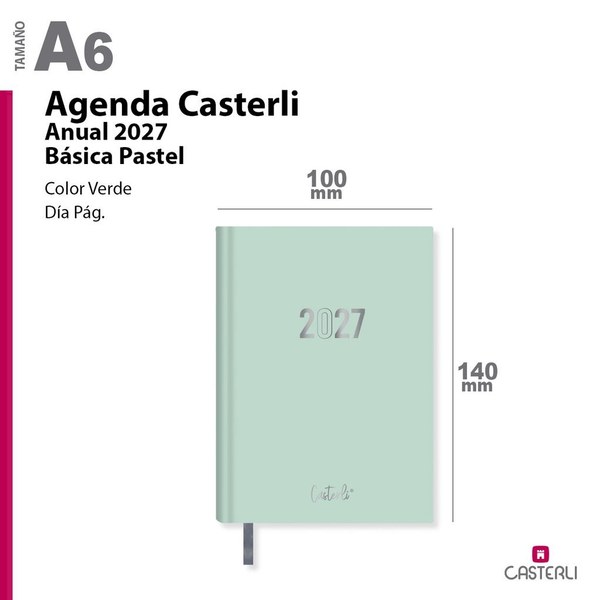 [2784140ve] agenda casterli anual a6 2027 dia pagina basica pastel