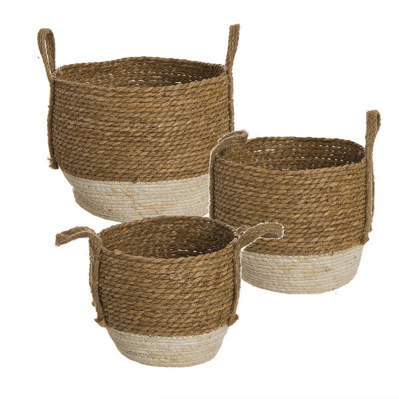 Juego de 3 cestos bicolor natural (2 - 4)
