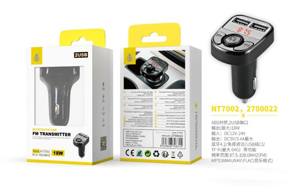 NE NT7002 Transmisor Blutooth 4,2 De FM Con Microfono Y Pantalla LED,...