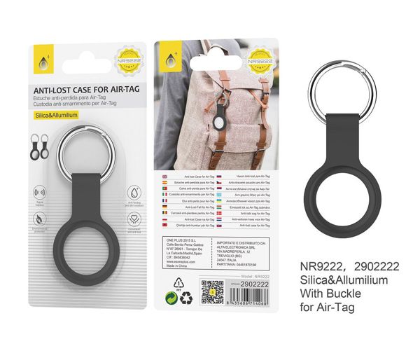 NR9222, NE Estuche Anti-Perdida para Air-Tag de Aluminio, Negro