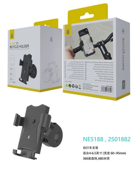 NE5188 NE Soporte univesersal de movil para bicicleta 4-6.5, NEGRO