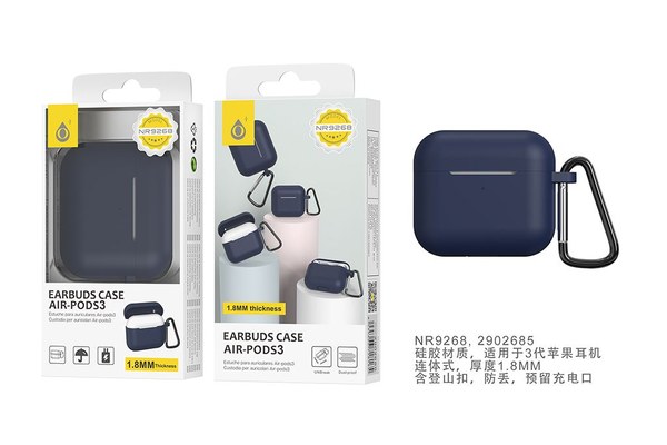 NR9268 AZ Funda de Silicona para Airpods 3,1.8MM de Grosor,Azul