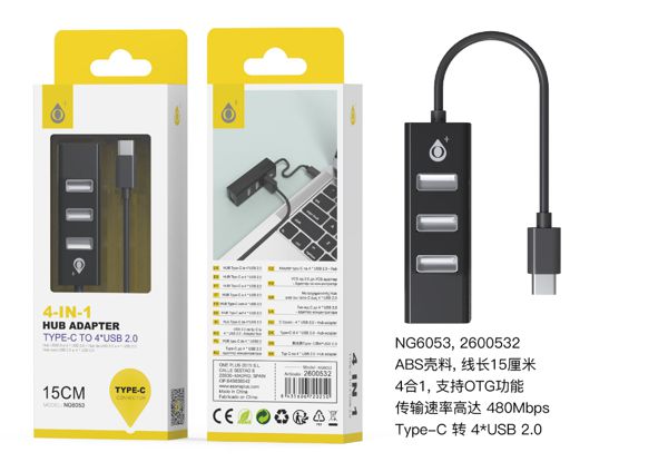 NG6053 NE lector TYPE-C Hub 4 entrada USB Compatible con OTG...