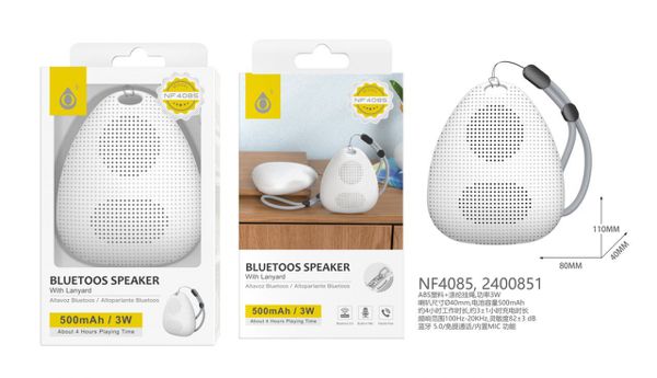 NF4085 BL Altavoz Blutooth 5.0 con Mano libre ,Batería 500mAh/3W,...