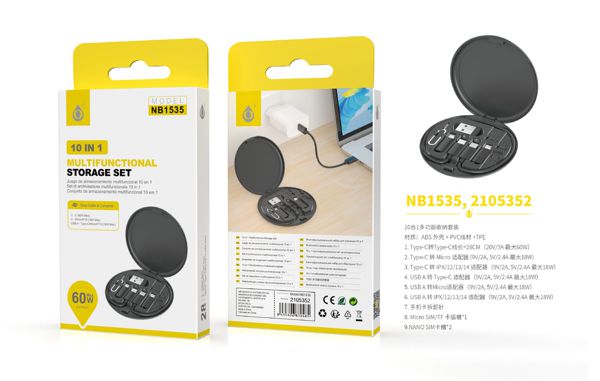 NB1535 NE Kit de Cable y Adaptadores de Movil con Funcion de Soporte y...