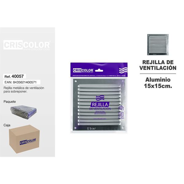 [40057] rejilla ventilacion 15x15cm aluminio